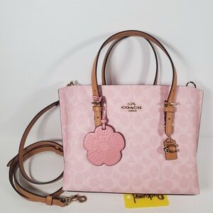 NEWT！COACH Mollie Tote Bag 25 In Signature（CER24）Powder Pink